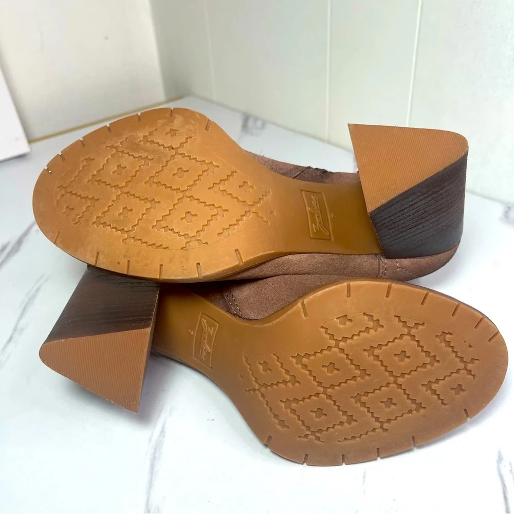 ZODIAC Womens Brown boho Artful Detailing Sculpted Heel ZipUp Leather Shootie 7M